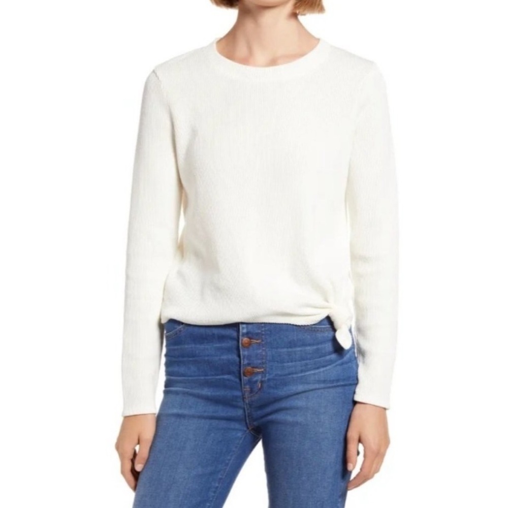 MADEWELL Elwood Knot Front Top Size Small in Ivory Cream